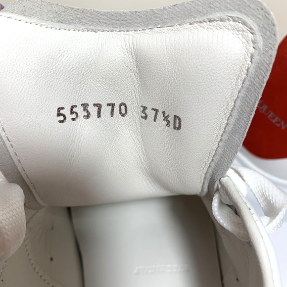 Alexander McQueen Oversized Sneakers Lace Up White Lust Red Size 37.5 US 7.5 - Picture 11 of 12